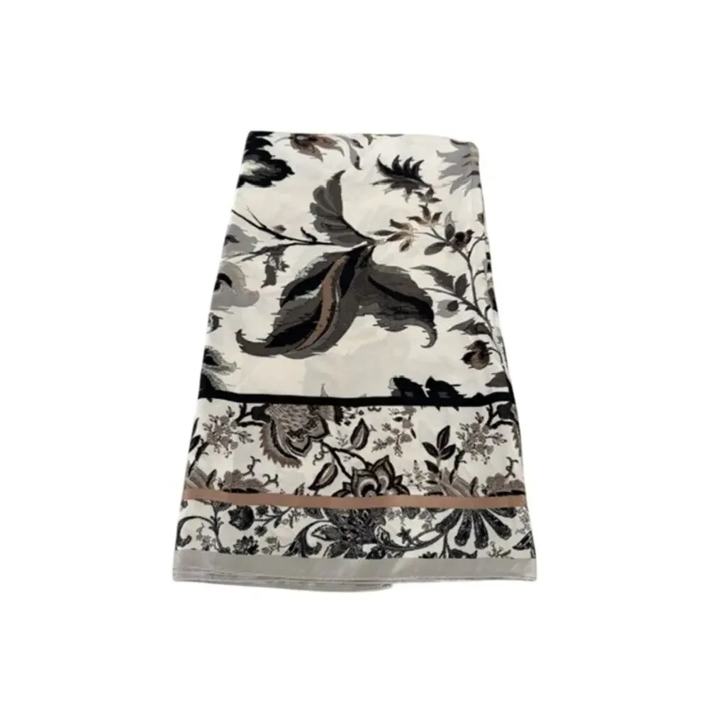 Apt 9 Square Scarf Ivory Black Floral Botanical Print Womens Classic Boho